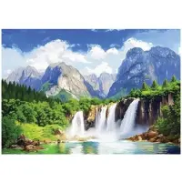 WALLARENA - Fotobehang - 350x250 cm - 3D waterval bergen bos natuur voor slaapkamer woonkamer