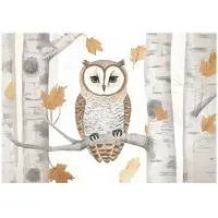WALLARENA - Fotobehang - 250x175 cm - fotobehang voor kinderen met een uil en bomen in het bos