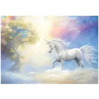 WALLARENA - Fotobehang - 200x140 cm - fotobehang voor meisjes met een eenhoorn en lucht