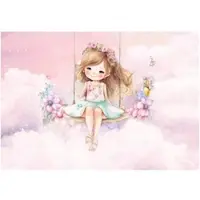 WALLARENA - Fotobehang - 300x210 cm - Fototapete voor meisjes met ballerina's en roze wolken