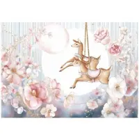 WALLARENA - Fotobehang - 250x175 cm - bloemen en herten voor de kinderkamer