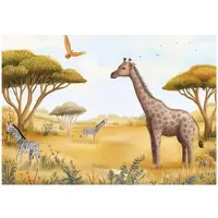 WALLARENA - Fotobehang - 250x175 cm - fotobehang voor kinderen met dieren en bomen voor de kinderkamer