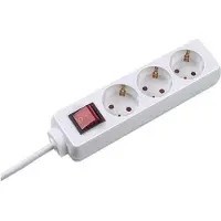 Bachmann SELLY stekkerdoos 3x geaard contact, schakelaar, wit, 1,5 m