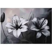 WALLARENA - Fotobehang - 400x280 cm - 3D bloemen zwart-wit beton voor slaapkamer en woonkamer