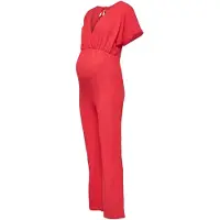 ONLY zwangerschaps jumpsuit rood Dames Polyester V-hals Effen - maat L