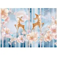 WALLARENA - Fotobehang - 300x210 cm - fototapete voor meisjes met herten en bloemen, kinderkamer behang