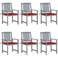 vidaXL Tuinstoelen 6 st met kussens massief acaciahout grijs