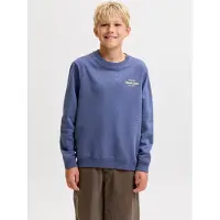Jack & Jones JUNIOR sweater met backprint - blauw Backprint - maat 140
