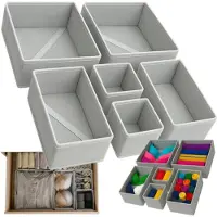 Ruhhy opbergmanden/lade organizers - 6x stuks - 3 formaten - grijs - ondergoed en sokken - ladekast