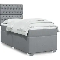 vidaXL Boxspring met matras stof lichtgrijs 90x200 cm