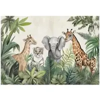 WALLARENA - Fotobehang - 350x250 cm - fotobehang voor kinderen met jungle dieren voor de kinderkamer