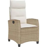 vidaXL Tuinstoel met bijzettafeltje, verstelbaar, beige, polyrotan