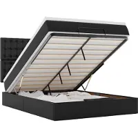 vidaXL Ottoman bed met matras 140x190cm kunstleer zwart