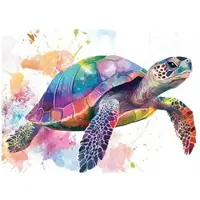WALLARENA - Fotobehang - 300x210 cm - kleurrijke schildpad dieren flizeline behang voor kinderen