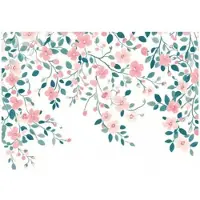 WALLARENA - Fotobehang - 200x140 cm - bloemen en bladeren in roze voor slaapkamer en salon, vliesbehang