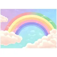 WALLARENA - Fotobehang - 200x140 cm - fotobehang voor de kinderen met een regenboog en wolken, geschikt voor de kinderkamer van vliesbehang
