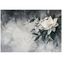 WALLARENA - Fotobehang - 400x280 cm - fototapete met bladeren en bloemen in betonlook voor keuken, slaapkamer en woonkamer