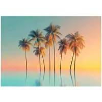 WALLARENA - Fotobehang - 200x140 cm - Palmboom zonsondergang natuur voor slaapkamer en woonkamer