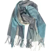 Kumixi Sjaal 'Fransen' turquoise / gemengde kleuren
