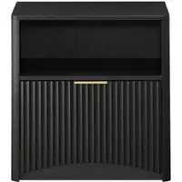 OKWISH Nachtkastje – Geribbeld Design Met Lade En Opbergvak – 58x38x60 cm – Ruimtebesparend Voor Slaapkamer En Woonkamer – Zwart