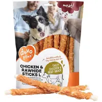 Duvo+ duvoplus meat! snack kip&runderhuid sticks voor honden L-25cm-1kg