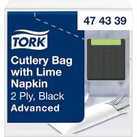 Tork 474339 bestekzakje advanced zwart met limoen servet 500 stuks (474339)