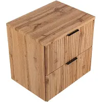 Vente-unique Zwevend gestreept wastafelmeubel met plank - Licht natuur - B60 cm - ZEVARA