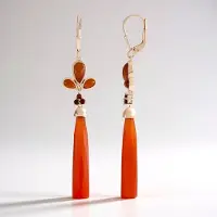 Cavill - Zilveren Oorbellen 925 Sterling Zilver Roségoud Verguld - Oranje Chalcedoon 17,1 ct Fancy Slijpsel & Granaat Accent