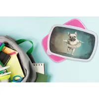 MuchoWow Broodtrommel Roze - Lunchbox - Brooddoos - Hond - Tutu - Ballet - Abstract - Portret - Kind - 18x12x6 cm - Kinderen - Meisje