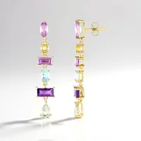 Cavill - Zilveren Oorbellen - 925 Sterling Zilver - 6,84 ct Amethist uit Brazilië - Lavendel en Hemelblauw - Elegant Baguette en Marquise