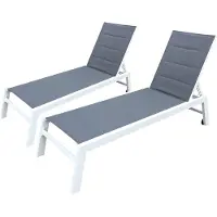 Happy Garden Set van 2 BARBADOS zonnebedden in grijs textilene - wit aluminium