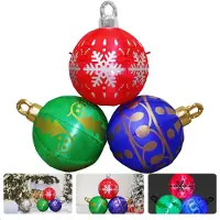Cheqo Opblaasbare Kerstballen XL - Kerstballen Verlicht - LED Kerstverluchting - Kerstdecoratie Set van 3