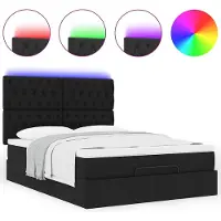 vidaXL Ottoman bed met matras en LED's 140x190cm stof zwart