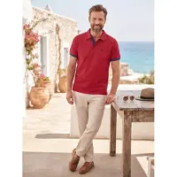 Rusty neal heren polo bordeaux marine korte mouw knoopsluiting