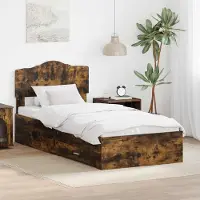 vidaXL Bedframe met lade Rook Eiken 90 x 190 cm Bewerkt hout