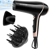 Aigostar Lora 33LNK - Ionische Föhn 2400 Watt|Haardroger met diffuser, Zwart, DC