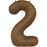 Folat - Folieballon Cijfer 2 Chocolate Brown - 86 cm