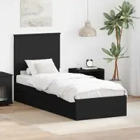 vidaXL Opbergbed met lade met opslag Zwart 75 x 190 cm Bewerkt hout
