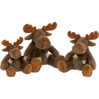 J-Line knuffel Rendier + Sjaal Zittend - textiel - bruin - large