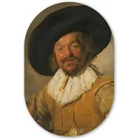 MuchoWow Muurovaal 80x120 cm - Ovale wanddecoratie De vrolijke drinker - Schilderij van Frans Hals - Ovalen schilderij - Muurdecoratie woonkamer - Kamer decoratie - Schilderijen - Wandcirkel
