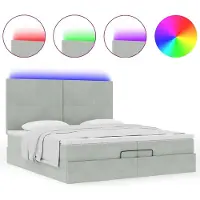 vidaXL Ottoman bed met matrassen en LED's 200x200cm fluweel lichtgrijs