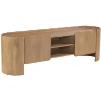 Vente-unique TV-meubel met 2 deuren en 2 nissen van mangohout - Naturel - ISLARA