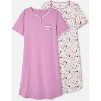 Damart - Set van 2 nachthemden van zuiver gekamd jerseykatoen - Dames - Wit - 54-56 (XXL)