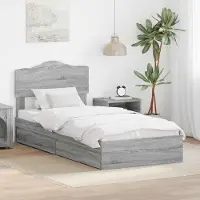 vidaXL Opbergbed met lade Grijs Sonoma 90 x 190 cm Bewerkt hout