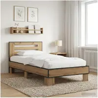 vidaXL Bedframe met Hoofdbord Artisanaal eiken 80 x 200 cm