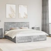 vidaXL Bedframe met lade Beton Grijs 200 x 200 cm Bewerkt hout