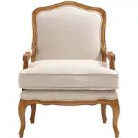 Vente-Unique.nl Fauteuil van linnen MAHAUX - Beige