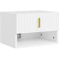 SoBuy Zwevend Nachtkastje - Ladekast - Wit - LED Verlichting - 1 La | FBT176-E-W