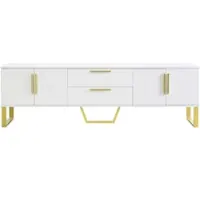 MODFU - Tv-Meubel - Hoogglans - Gesneden Front - Voor Woonkamer - MDF - Wit En Goud - 170 x 40 x 53,5 cm
