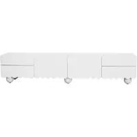 STILVORA Tv-Meubel - Gebogen Randen en Afgeronde Hoeken - Opbergruimte met Deuren en Lades - Vlekbestendig Oppervlak - MDF - 175x38x37 cm - Wit